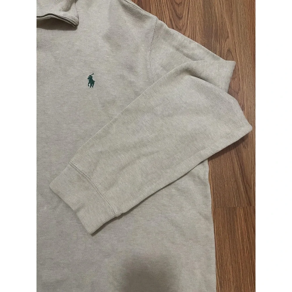 Polo Ralph Lauren Sweater Mens XL Quarter Zip Pullover Beige Mock Neck Pony